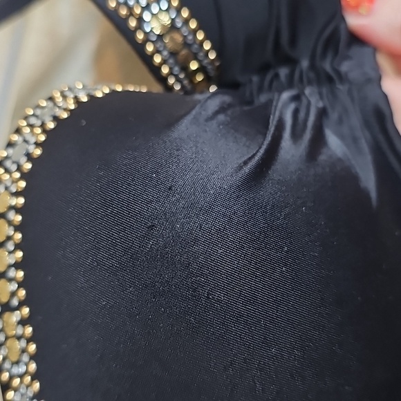 Victoriassecret 34D Black and Gold Women's Strapless Halter Bikini Swim Top - Picture 3 of 6